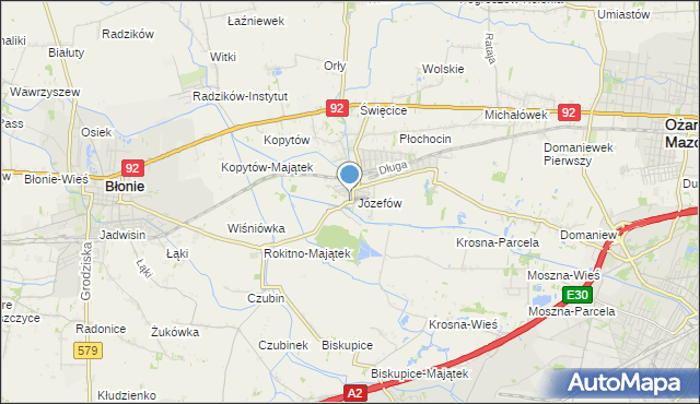 mapa Józefów, Józefów gmina Ożarów Mazowiecki na mapie Targeo